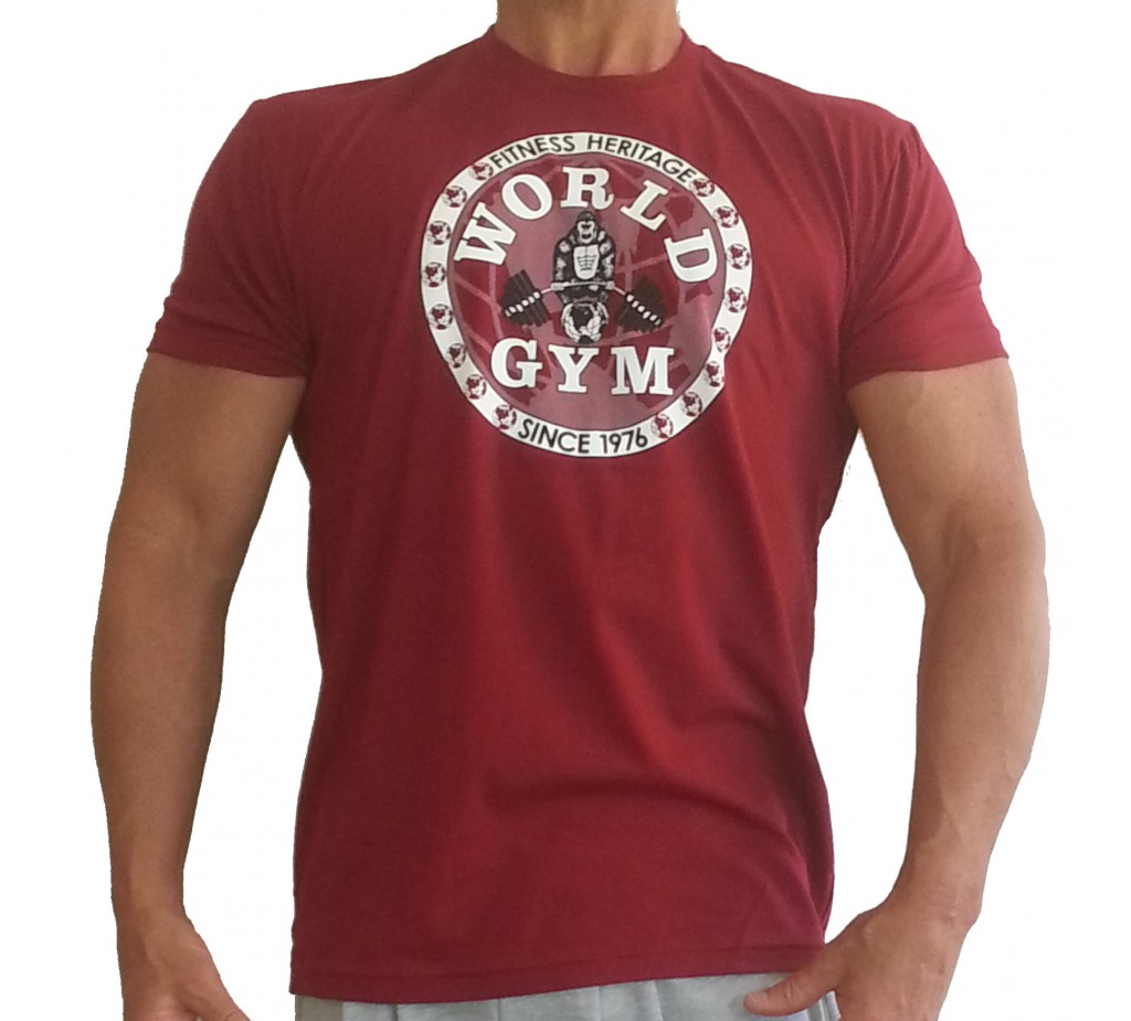 W155 World Gym camicia bodybuilding cerchio logo