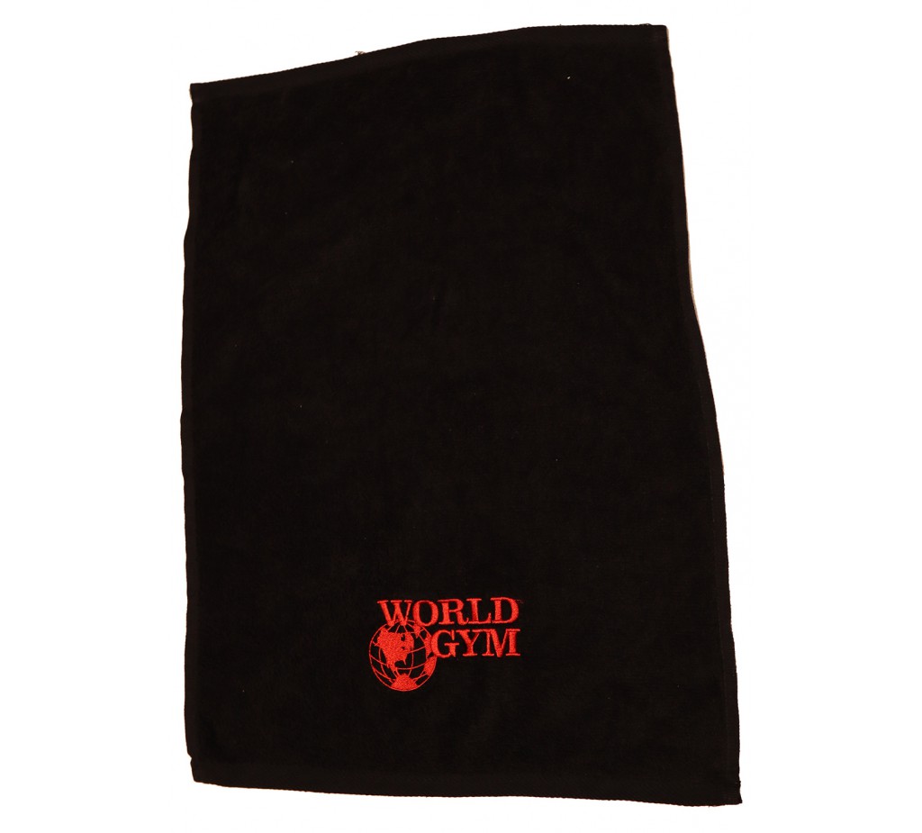 Official World Gym Workout Towel soft BLACK 100% Ringspun Cotton